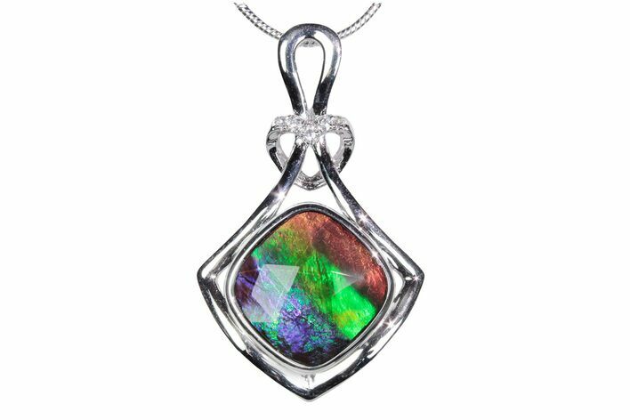 Stunning Ammolite Cushion Pendant - Sterling Silver #380671
